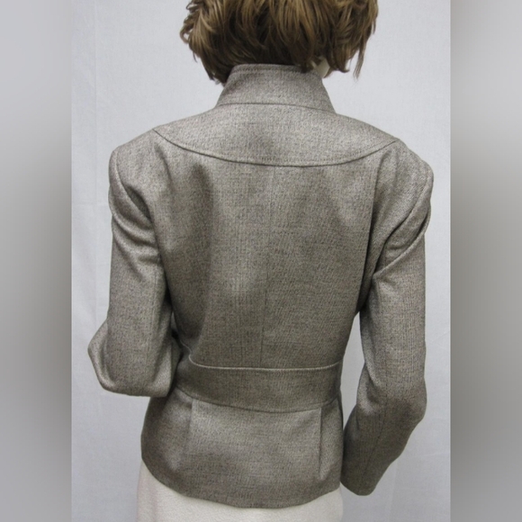 Escada Tan Wool Peplum Pleated Blazer Jaclet 44 (XL) - Picture 4 of 10